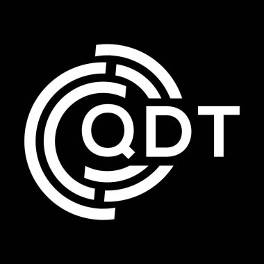 QDT harf logo tasarımı. QDT monogram harflerin baş harfleri logo kavramı. Siyah arkaplanda QDT harf tasarımı.
