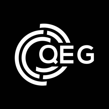 QEG harf logosu tasarımı. QEG monogram harflerin baş harfleri logo kavramı. Siyah arkaplanda QEG harf tasarımı.
