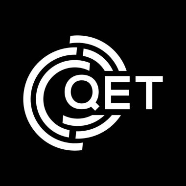 QET harfi logo tasarımı. QET monogram harflerin baş harfleri logo kavramı. Siyah arkaplanda QET harf tasarımı.