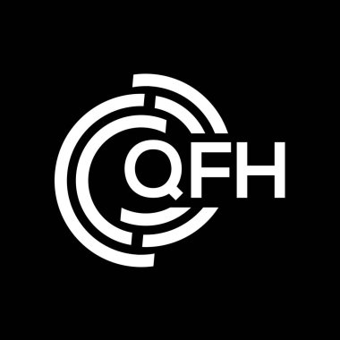 QFH harf logosu tasarımı. QFH monogram harflerin baş harfleri logo kavramı. QFH harf dizaynı siyah arkaplan.