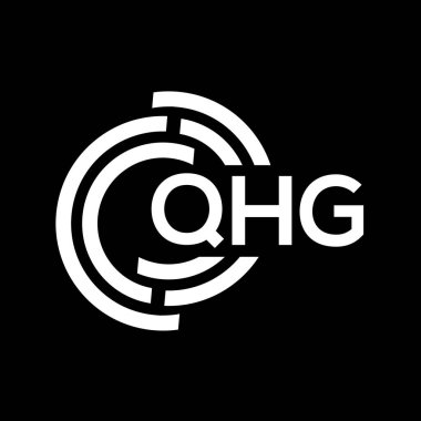 QHG harf logosu tasarımı. QHG monogram harflerin baş harfleri logo kavramı. QHG harf dizaynı siyah arkaplan.