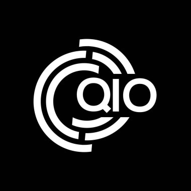 QIO harf logo tasarımı. QIO monogram harflerin baş harfleri logo kavramı. QIO harf dizaynı siyah arkaplan.