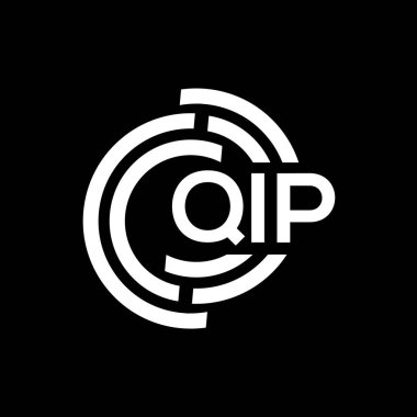 QIP harfi logo tasarımı. QIP monogram harflerin baş harfleri logo kavramı. QIP harf dizaynı siyah arkaplan.