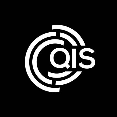 QIS harf logosu tasarımı. QIS başharflerinin baş harfleri logo konsepti. Siyah arkaplanda QIS harf tasarımı.