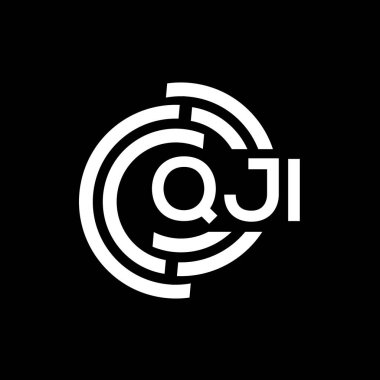 QJI harf logosu tasarımı. QJI monogram harflerin baş harfleri logo kavramı. QJI harf dizaynı siyah arkaplan.
