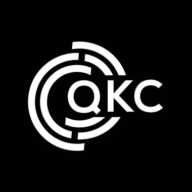 QKC harf logo tasarımı. QKC monogram harflerin baş harfleri logo kavramı. QKC harf dizaynı siyah arkaplan.
