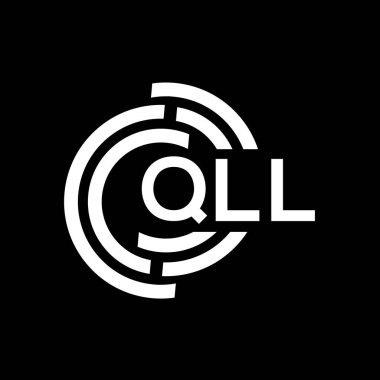QLL harfli logo tasarımı. QLL monogram harflerin baş harfleri logo kavramı. QLL harf tasarımı siyah arkaplan.