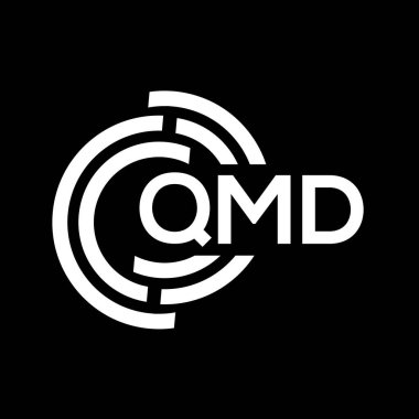 QMD harf logo tasarımı. QMD monogram harflerin baş harfleri logo kavramı. Siyah arkaplanda QMD harf tasarımı.