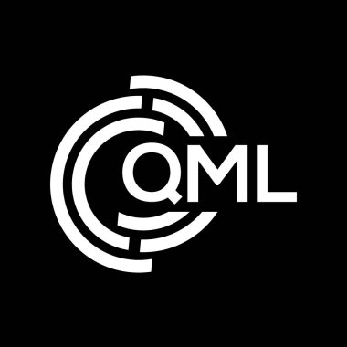 QML harf logo tasarımı. QML monogram harflerin baş harfleri logo kavramı. QML harf dizaynı siyah arkaplan.