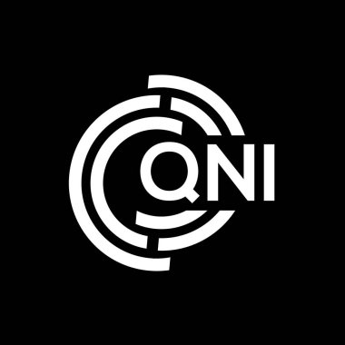 QNI harf logosu tasarımı. QNI monogram harflerin baş harfleri logo kavramı. QNI harf dizaynı siyah arkaplan.