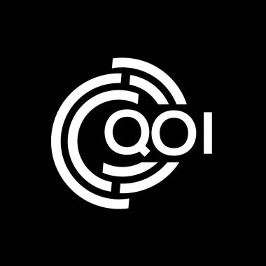QOI harf logosu tasarımı. QOI monogram harflerin baş harfleri logo kavramı. QOI harf dizaynı siyah arkaplan.