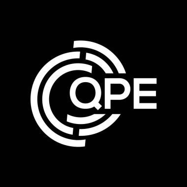 QPE harf logosu tasarımı. QPE monogram harflerin baş harfleri logo kavramı. QPE harf dizaynı siyah arkaplan.
