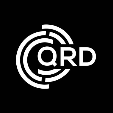 QRD harf logo tasarımı. QRD monogram harflerin baş harfleri logo kavramı. QRD harf dizaynı siyah arkaplan.