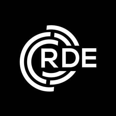 RDE harf logosu tasarımı. RDE monogram harflerin baş harfleri logo kavramı. Siyah arkaplanda RDE harf tasarımı.