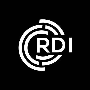 RDI mektup logosu tasarımı. RDI monogram harflerin baş harfleri logo kavramı. Siyah arkaplanda RDI harf tasarımı.