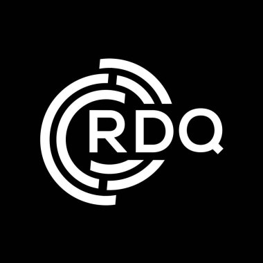 RDQ harf logosu tasarımı. RDQ monogram harflerin baş harfleri logo kavramı. Siyah arkaplanda RDQ harf tasarımı.