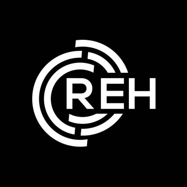 REH harf logosu tasarımı. REH başharflerinin baş harfleri logo konsepti. Siyah arkaplanda REH harf tasarımı.