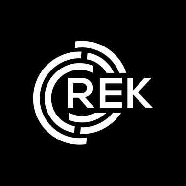 REK mektup logosu tasarımı. REK başharflerinin baş harfleri logo konsepti. Siyah arkaplanda REK harf tasarımı.