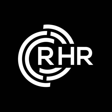 RHR harf logosu tasarımı. RHR monogram harflerin baş harflerinin logosu. Siyah arkaplanda RHR harf tasarımı.