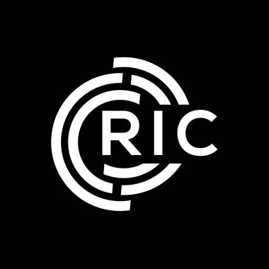 RIC mektup logosu tasarımı. RIC monogram harflerin baş harflerinin logosu. RIC harf dizaynı siyah arkaplan.