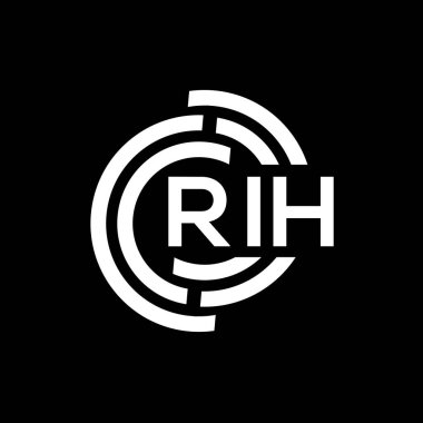 RIH mektup logosu tasarımı. RIH monogram harflerin baş harfleri logo kavramı. Siyah arkaplanda RIH harf tasarımı.