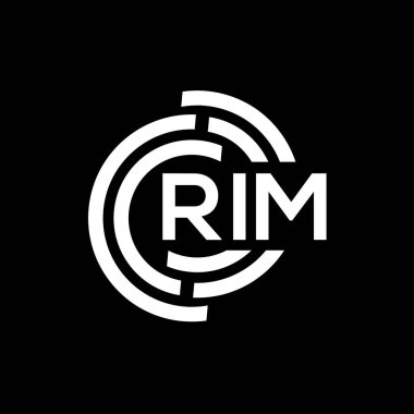RIM mektup logosu tasarımı. RIM başharflerinin baş harfleri logo konsepti. Siyah arkaplanda RIM harf tasarımı.