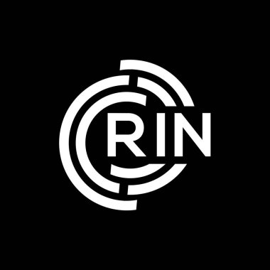 RIN mektup logosu tasarımı. RIN monogram harflerin baş harfleri logo kavramı. Siyah arkaplanda RIN harf tasarımı.