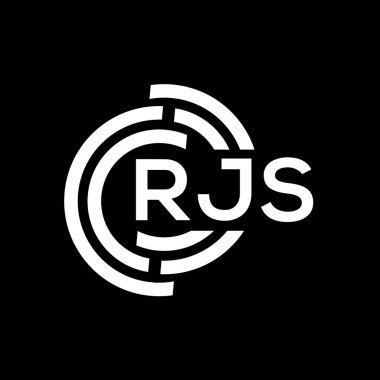 RJS harf logosu tasarımı. RJS monogram harflerin baş harfleri logo kavramı. Siyah arkaplanda RJS harf tasarımı.
