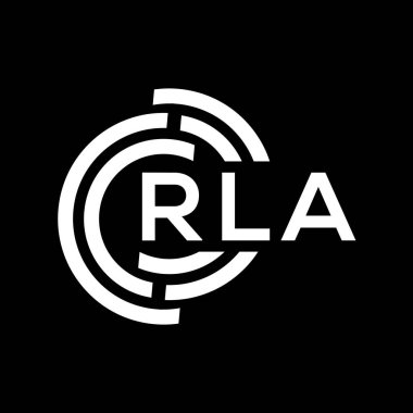 RLA harf logosu tasarımı. RLA baş harfleri logo konsepti. Siyah arkaplanda RLA harf tasarımı.