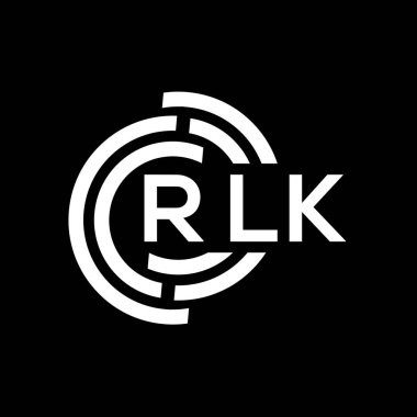 RLK harf logosu tasarımı. RLK monogram harflerin baş harfleri logo kavramı. Siyah arkaplanda RLK harf tasarımı.