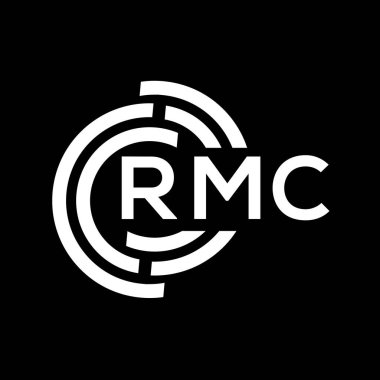 RMC harf logosu tasarımı. RMC monogram harflerin baş harfleri logo kavramı. Siyah arkaplanda RMC harf tasarımı.