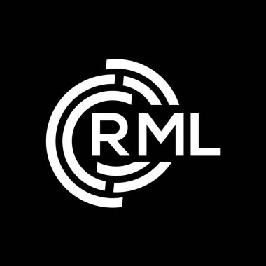 RML harf logosu tasarımı. RML monogram harflerin baş harfleri logo kavramı. Siyah arkaplanda RML harf tasarımı.