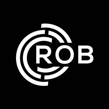 ROB harfli logo tasarımı. ROB monogram harflerin baş harfleri logo kavramı. Siyah arkaplanda ROB harf tasarımı.