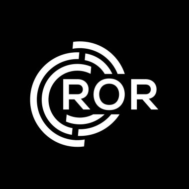 ROR harf logosu tasarımı. ROR monogram harflerin baş harfleri logo kavramı. Siyah arkaplanda ROR harf tasarımı.