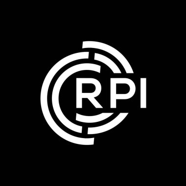 RPI harf logosu tasarımı. RPI monogram harflerin baş harfleri logo kavramı. Siyah arkaplanda RPI harf tasarımı.