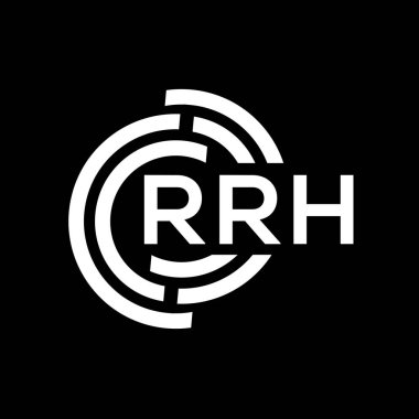 RRH harf logosu tasarımı. RRH monogram harflerin baş harfleri logo kavramı. Siyah arkaplanda RRH harf tasarımı.