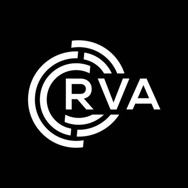 Karavan harf logosu tasarımı. Karavan monogram harflerin baş harfleri logo konsepti. Siyah arkaplanda RVA harf tasarımı.