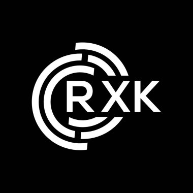 RXK harf logosu tasarımı. RXK monogram harflerin baş harfleri logo kavramı. Siyah arkaplanda RXK harf tasarımı.