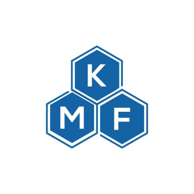 Beyaz arkaplanda KMF harf logosu tasarımı. KMF yaratıcı harflerin baş harfleri logo kavramı. KMF harf tasarımı.