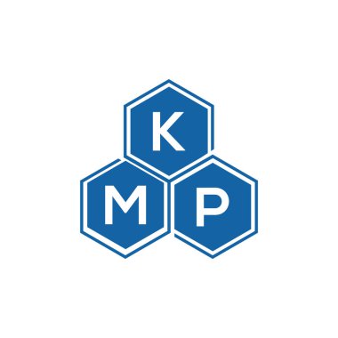 Beyaz arkaplanda KMP harfi logo tasarımı. KMP yaratıcı harflerin baş harfleri logo kavramı. KMP harf tasarımı.