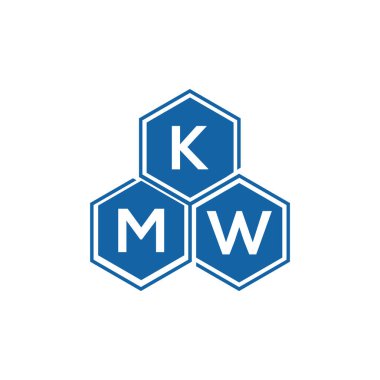 Beyaz arkaplanda KMW harf logosu tasarımı. KMW yaratıcı harflerin baş harfleri logo kavramı. KMW harf tasarımı.