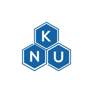 Beyaz arka planda KNU harf logosu tasarımı. KNU yaratıcı harflerin baş harfleri logo kavramı. KNU harf tasarımı.