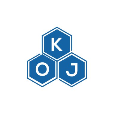 Beyaz arka planda KOJ harfi logo tasarımı. KOJ yaratıcı harflerin baş harfleri logo kavramı. KOJ harf tasarımı.