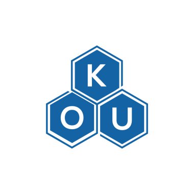 Beyaz arka planda KOU harf logosu tasarımı. KOU yaratıcı harflerin baş harfleri logo kavramı. KOU harf tasarımı.