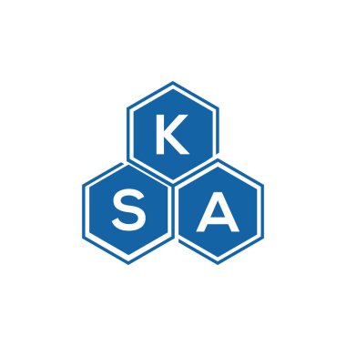 Beyaz arka planda KSA harf logosu tasarımı. KSA yaratıcı harflerin baş harfleri logo kavramı. KSA harf tasarımı.