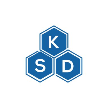 Beyaz arkaplanda KSD harf logosu tasarımı. KSD yaratıcı harflerin baş harfleri logo konsepti. KSD harf tasarımı.
