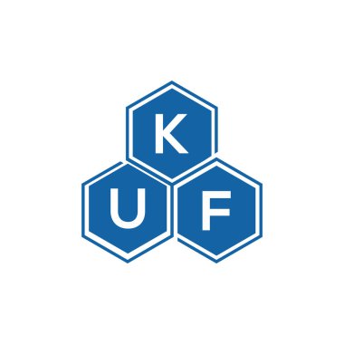 Beyaz arkaplanda KUF harf logosu tasarımı. KUF yaratıcı harflerin baş harfleri logo kavramı. KUF harf tasarımı.