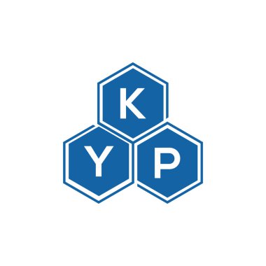 Beyaz arkaplanda KYP harf logosu tasarımı. KYP yaratıcı harflerin baş harfleri logo kavramı. KYP harf tasarımı.