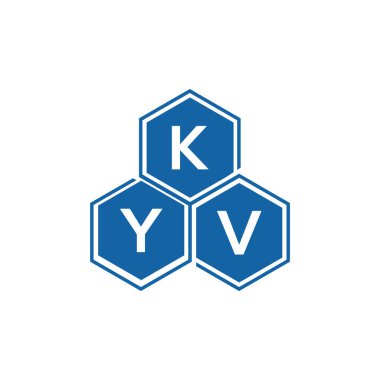 Beyaz arkaplanda KYV harf logosu tasarımı. KYV yaratıcı harflerin baş harfleri logo kavramı. KYV harf tasarımı.