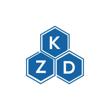 Beyaz arkaplanda KZD harf logosu tasarımı. KZD yaratıcı harflerin baş harfleri logo kavramı. KZD harf tasarımı.